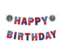 Spiderm Happy Birthday Garland, Spiderm Garland Birthday per ragazzi e ragazze, striscione Spidey Happy Birthday Decoration, ghirlanda di compleanno, perfetto per il compleanno dei bambini