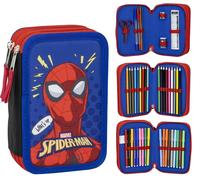 Spiderman 3 Compartment Pencil Case - Blue - 12.5x6.5x19.5cm - Made with 100% Po