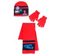 Spiderman Avengers - Set Accessori Autunno/Inverno Cappello, Guanti e Sciarpa per Bambino (Rosso, 52)