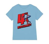 mandarin creative ltd Spiderman Birthday 4 Uni Kids T Shirt, Azzurro, 3-4 Anni Bambini e Ragazzi