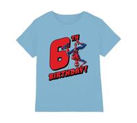mandarin creative ltd Spiderman Birthday 6 Unisex Kids T Shirt, Azzurro, 5-6 Anni Bambini e Ragazzi