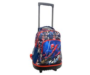 Spiderman Blu Grande Zaino Trolley con Ruote Scuola Elementare Bambino Ragazzo