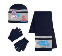 Spiderman Cappello Sciarpa e Guanti per Ragazzi, Set Invernale Cappello Sciarpa e Guanti, Accessori Invernali per Bambino, Regalo per Ragazzi | Blu Scuro