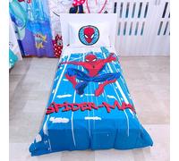 Spiderman Completo Lenzuola Sopra e Sotto con Angoli Federa Letto Singolo Cotone