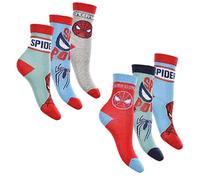 Spiderman Confezione da 6 o 4 calzini da ragazzo, confezione regalo come salvadanaio, Spidey, alta percentuale di cotone, Mix di colori 1, 27-30
