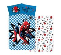 BrandMac Set di biancheria da letto per lettino Spiderman, copripiumino 100 x 135 cm + federa 40 x 60 cm, 100% cotone, motivo Spiderman Marvel, double-face, per bambini e bambine