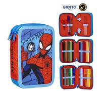 Spiderman Disney Astuccio Scuola 3 Zip con Pennarelli Giotto