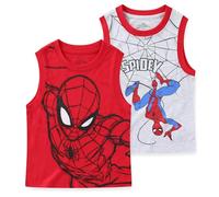 Spiderman Marvel 2 Pack Boy's Sleeveless Tee Shirt Set, Printed Undershirt for Kids, Red, Size 6