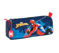 SPIDERMAN NEON - Astuccio con cerniera e scomparto, astuccio per bambini, ideale per bambini in età scolastica, comodo e versatile, qualità e resistenza, 21 x 7 x 8 cm, colore blu marino