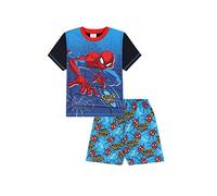 Spiderman Pigiama corto Marvel in cotone per ragazzi, Blu, 6-7 Years