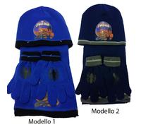 SPIDERMAN set 3 pezzi cappello+sciarpa+guanti in lana caldi 2 modelli da bambino