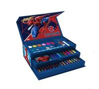 SpiderMan - Set artistico da colorare per bambini, valigetta da 52 pezzi con pastelli, pennarelli, matite e altro, valigetta creativa per disegno e colorazione Spiderman Superhero per ragazzi e