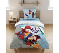 Spiderman Spidey Copripiumino Singolo 140x200 + Federa 65x65 Cotone Bambino | Set letto reversibile singolo | Ragnatele tra i grattacieli | Licenza ufficiale Marvel | Oeko-Tex | Idea regalo