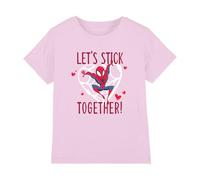 mandarin creative ltd Spiderman Valentine's Day Stick Together Girls T Shirt, Rosa, 5-6 Anni Bambine e Ragazze