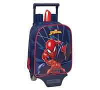 SPIDERMAN - Zaino asilo con carrello Safta, ideale per bambini di diverse età, comodo e versatile, qualità e resistenza, 22 x 10 x 27 cm