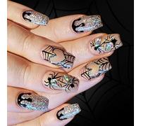Spiders Luccicanti Web Preming On Nails Halloween A Tema 24 Artificiali Falsi Ragni Halloween I Luccichio Premono Unghie