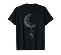 Spiderweb Moon Spooky Design per Halloween Night Party Dark Maglietta