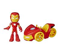 SPIDEY AND HIS AMAZING FRIENDS Hasbro Marvel Iron Man Action Figure e Iron Racer Vehicle, Iron Man giocattolo per bambini dai 3 anni in su, multicolore