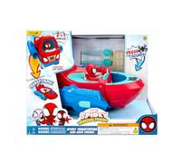 Jazwares Spidey and His Amazing Friends Spidey Transforming Web-Wave Cruiser - Veicolo 2 in 1 da 22,9 cm con ruote libere e lanciatori di freccette Web