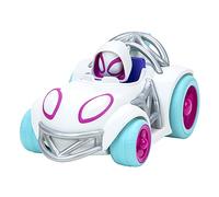 Spidey and his Amazing Friends- Webbed Wheelie Pull Back Vehicle-Caratteristiche Built Super Hero-Giocattoli con i Tuoi amichevoli Spidey Quartiere Spideys, Colore Rosa e Bianco, SNF0016