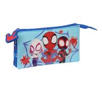 Spidey - Astuccio triplo, astuccio per bambini, ideale per bambini in età scolastica, comodo e versatile, qualità e resistenza, 22 x 3 x 12 cm, colore blu, blu, Estándar, Casual