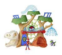 Spidey Dino-Webs Forest Base Playset, personaggi e accessori dei supereroi, dai 3 anni in su, Spidey e amici