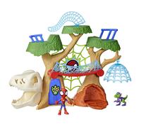 Spidey e i suoi fantastici amici Marvel Dino-Webs Treehouse Playset Spider-Man e Goblin Raptor Action Figure da 4 pollici in scala dai 3 anni in su