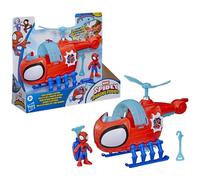 Hasbro Marvel Spidey e i suoi fantastici amici, Spidey Team con elicottero, action figure da 7,6 cm e veicolo giocattolo con proiettile, giocattoli supereroi, da 3 anni in su
