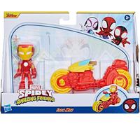 SPIDEY AMAZING FRIENDS Playset Figura 10cm IRON MAN e MOTOCICLETTA Hasbro F9346