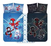 Spidey - Set di biancheria da letto per bambini, 100 x 135 cm + federa 40 x 60 cm, 100% cotone, set di biancheria da letto fosforescente perfetto per bambini, motivo Spiderman, morbido e reversibile