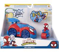 Veicolo 2 in 1, auto con funzione lanciatore, moto e personaggio spidey