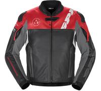 Spidi DP Progressive Giacca di pelle da moto, nero-rosso, taglia 46 per maschi