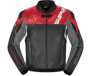 Spidi DP Progressive Giacca di pelle da moto, nero-rosso, taglia 46 per maschi