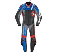 Spidi DP-Progressive Perforated Pro Costume intero in pelle per moto, nero-rosso-blu, taglia 48