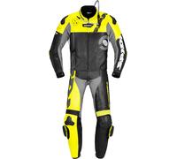 Spidi DP-Progressive Touring Tuta in pelle della moto a due pezzi, nero-giallo, taglia 48 per maschi