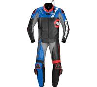 Spidi DP-Progressive Touring Tuta in pelle della moto a due pezzi, nero-rosso-blu, taglia 46 per maschi