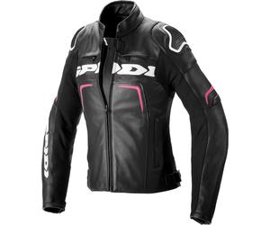 Spidi Evorider 2 Giacca di pelle moto da donna, nero-rosso, taglia 42 per donne