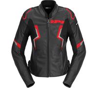 Spidi Evorider 3 Giacca in pelle da moto da donna, nero-rosso, taglia 50 per donne