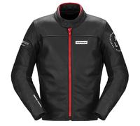 Spidi Genesis Giacca in pelle per moto, nero-rosso, taglia 48 per maschi