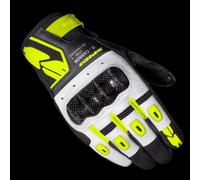 G-CARBON, Guanti da Moto, Colore Nero e Giallo Fluo, Taglia L, con Touchscreen Capacitivo e Imbottiture Protettive, Guanti da Moto in Pelle Resistenti all'Abrasione e Traspiranti