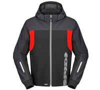 Spidi Hoodie II, giacca in tessuto H2Out M male Nero/Grigio Scuro/Rosso Fluo