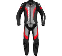 Spidi Laser Touring Abito in pelle moto in due pezzi, nero-grigio-rosso, taglia 48 per maschi