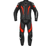Spidi Laser Touring Abito in pelle moto in due pezzi, nero-rosso, taglia 56 per maschi
