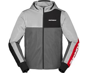 Spidi Net Felpa con cappuccio da moto, nero/grigio/rosso, Taglia M