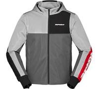 Spidi Net Felpa con cappuccio da moto, nero/grigio/rosso, Taglia S