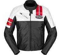 Spidi Roar Giacca in pelle da moto, nero-bianco-rosso, taglia 52 per maschi
