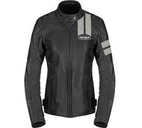 Spidi Roar Giacca in pelle da moto da donna, nero/grigio chiaro, Taglia 44