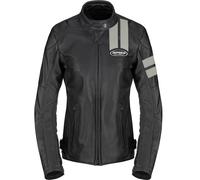 Spidi Roar Giacca in pelle da moto da donna, nero/grigio chiaro, Taglia 46