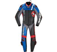 Spidi DP-Progressive Perforated Pro Costume intero in pelle per moto, nero-rosso-blu, taglia 54