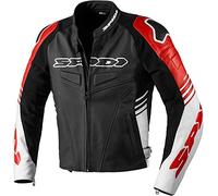 Spidi Track Warrior Giacca in pelle per moto, nero-rosso, taglia 48 per maschi